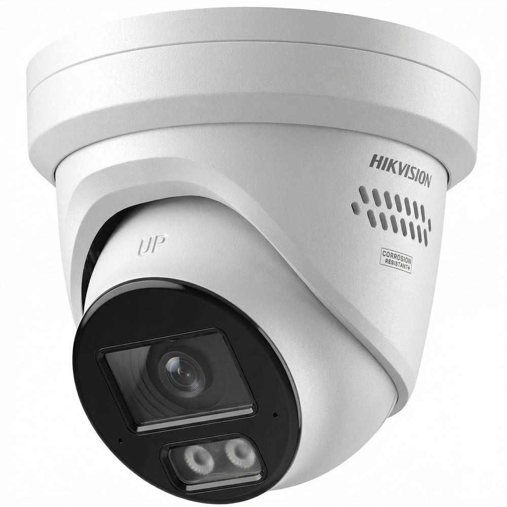 Hikvision 12MP UHD AcuSense Turret Camera Active Strobe Light & Audio Alarm Smart Hybrid Light Dual-Mic Speaker Hik-AI ISP