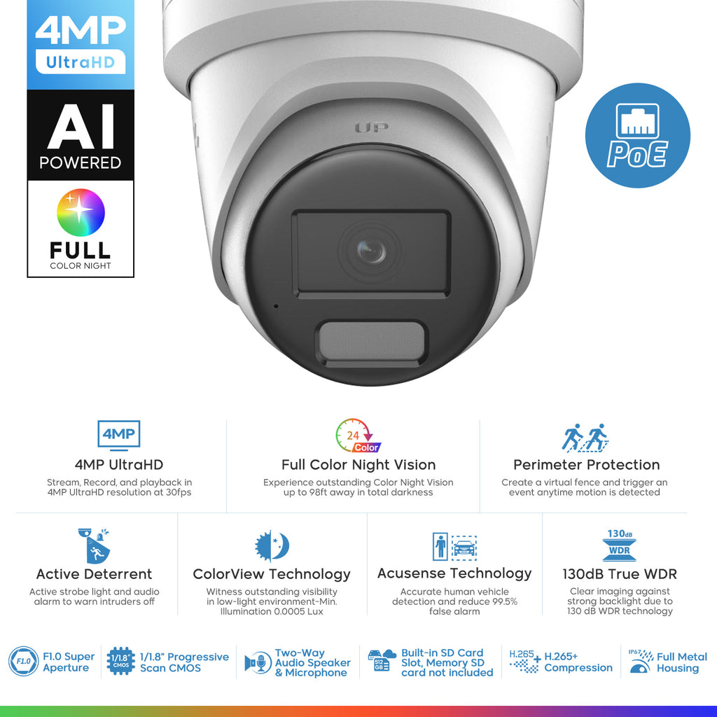 Hikvision oem 4MP POE DS-2CD2347G2-LSU/SL 2 Way Audio ColorVu IP Camera Outdoor