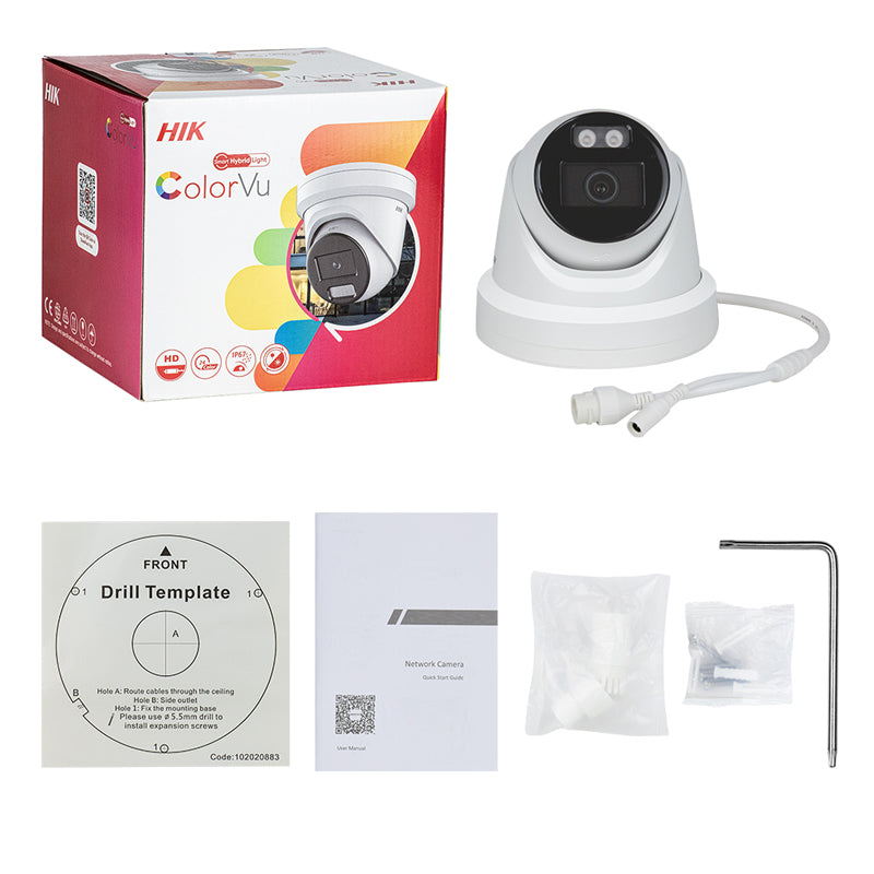 Hikvision 4CH 4MP IP CCTV Camera System PoE AcuSense 4Channels 4PoE NVR 4MP ColorVu Built in MIC Smart Hybrid Light Lot