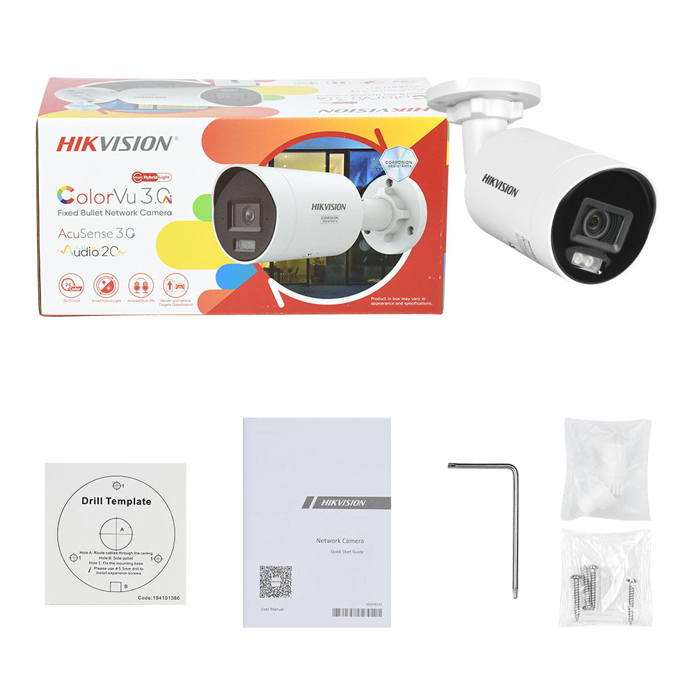 Hikvision DS-2CD2087G3-LI2UY 8MP ColorVu 3.0 AcuSense AI PoE Bullet Camera with Smart Hybrid Light & Built-in Microphone