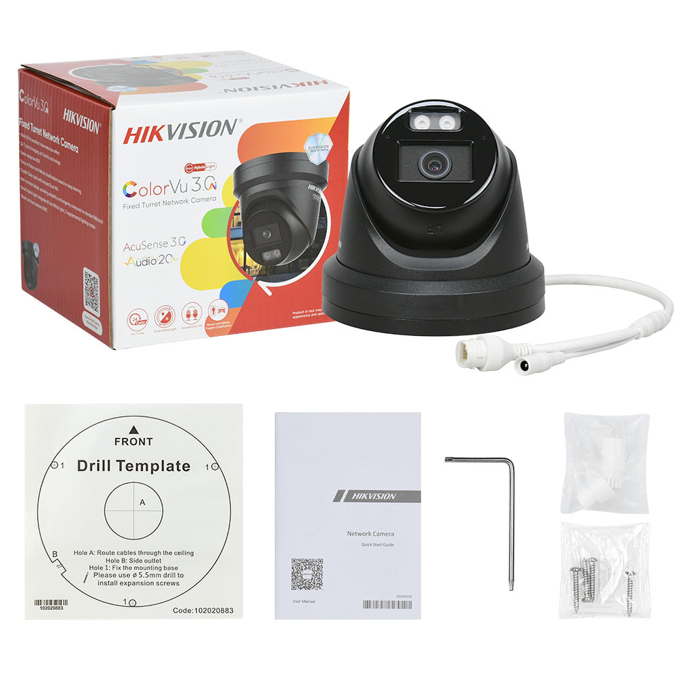 Hikvision 8MP DS-2CD2387G3-LI2UY Anti-corrosion ColorVu3.0 Hybrid Light 4K IP Camera Outdoor Black