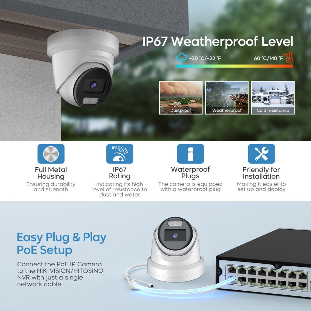 Hikvision oem 4MP POE DS-2CD2347G2-LSU/SL 2 Way Audio ColorVu IP Camera Outdoor