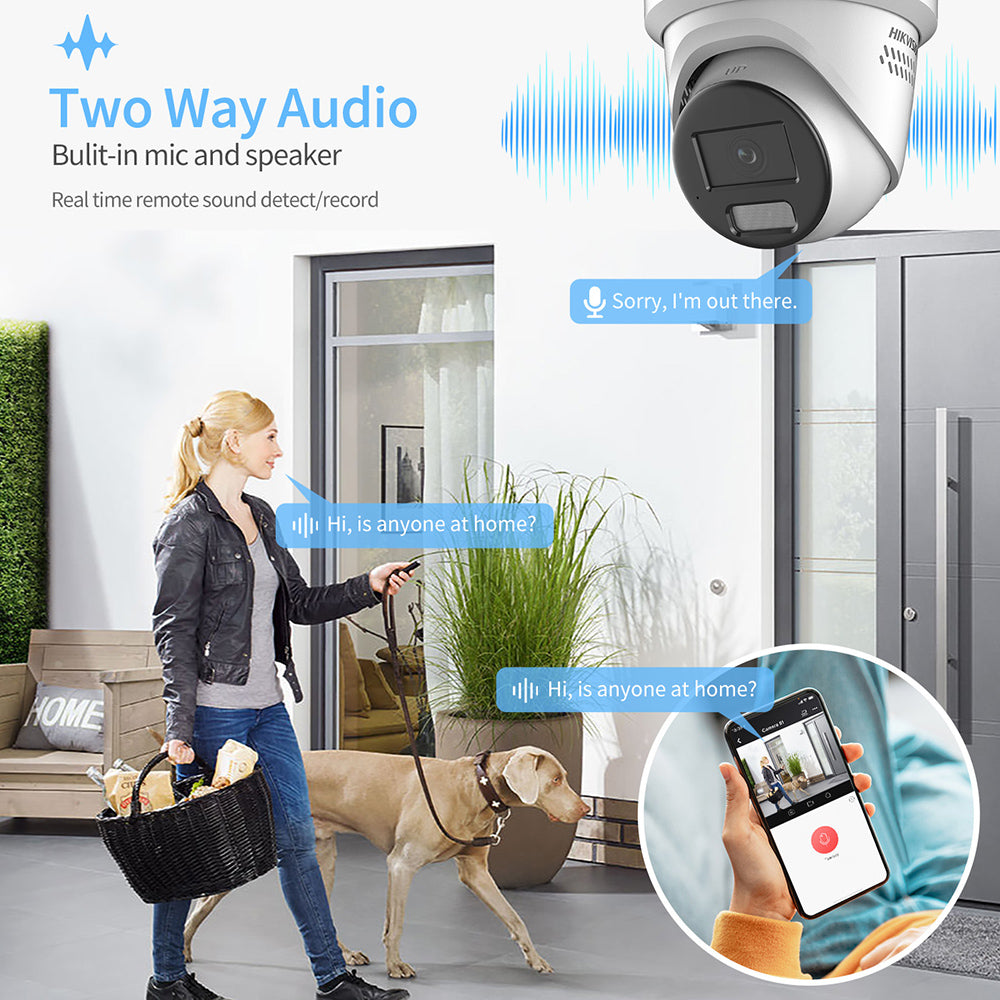 Hikvision Black 8MP ColorVu3.0 Smart Hybrid Light Two-way Audio DS-2CD2387G3-LIS2UY/SRB  AcuSense 3.0 4K PoE Camera Red & Blue Light & Sound Alarm