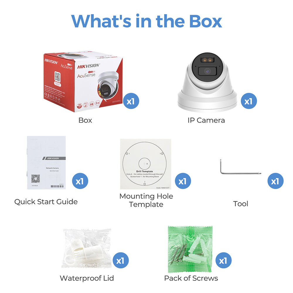 Hikvision 8MP 4K Acusense Smart Hybrid Light Eyeball POE Network IP Camera DS-2CD2383G2-LI2U Built-in mic night vision WDR