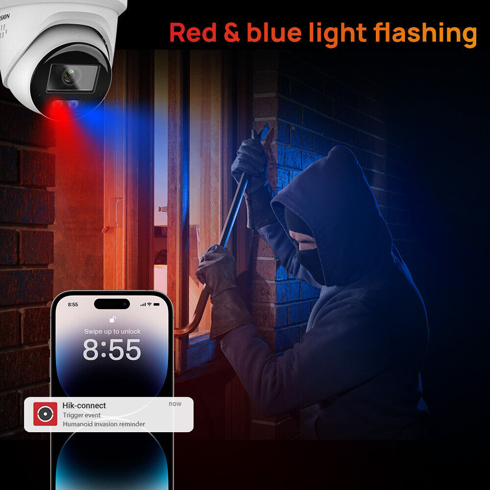 Hikvision Black 8MP ColorVu3.0 Smart Hybrid Light Two-way Audio DS-2CD2387G3-LIS2UY/SRB  AcuSense 3.0 4K PoE Camera Red & Blue Light & Sound Alarm