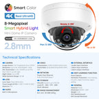 Hikvision oem DS-2CD2187G2H-LISU 8MP ColorVu PoE Dome IP Camera Hybrid Light MIC