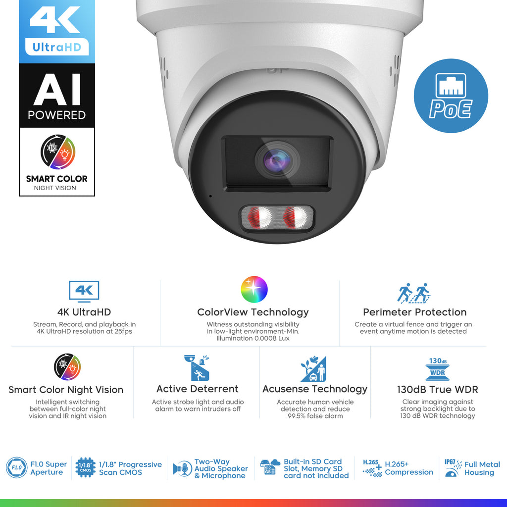 HIKVISION OEM 8MP Live Guard IP Camera DS-2CD2387G2H-LISU/SL IR ColorVu Outdoor