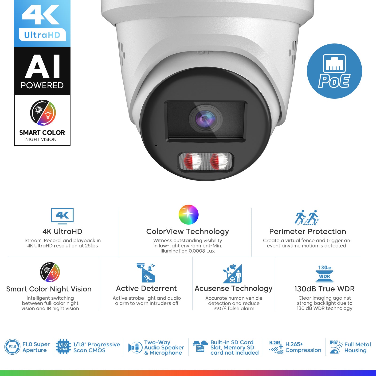 HIKVISION OEM 8MP Live Guard IP Camera DS-2CD2387G2H-LISU/SL IR ColorVu Outdoor
