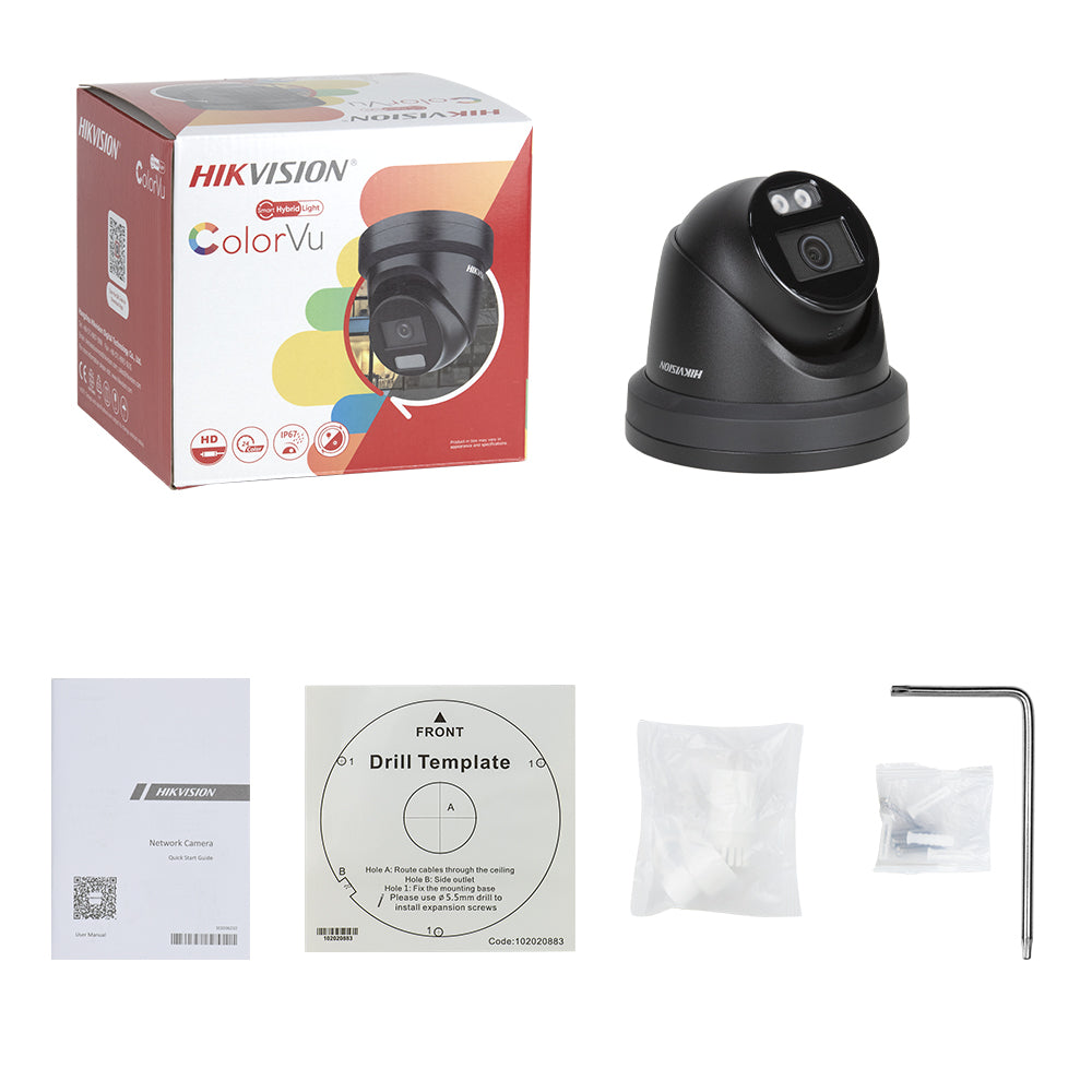 Hikvision DS-2CD2387G2H-LIU 8MP 4K PoE Hybrid Light ColorVu Mic IP Camera Black