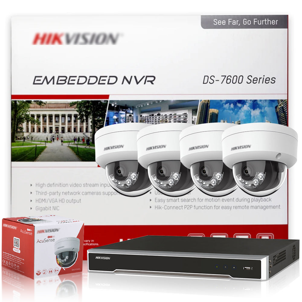 Hikvision POE Surveillance System 4MP AI Security Camera Dome Acusense Tripwire 8CH P2P NVR Video Surveillance Kit IP67 Outdoor