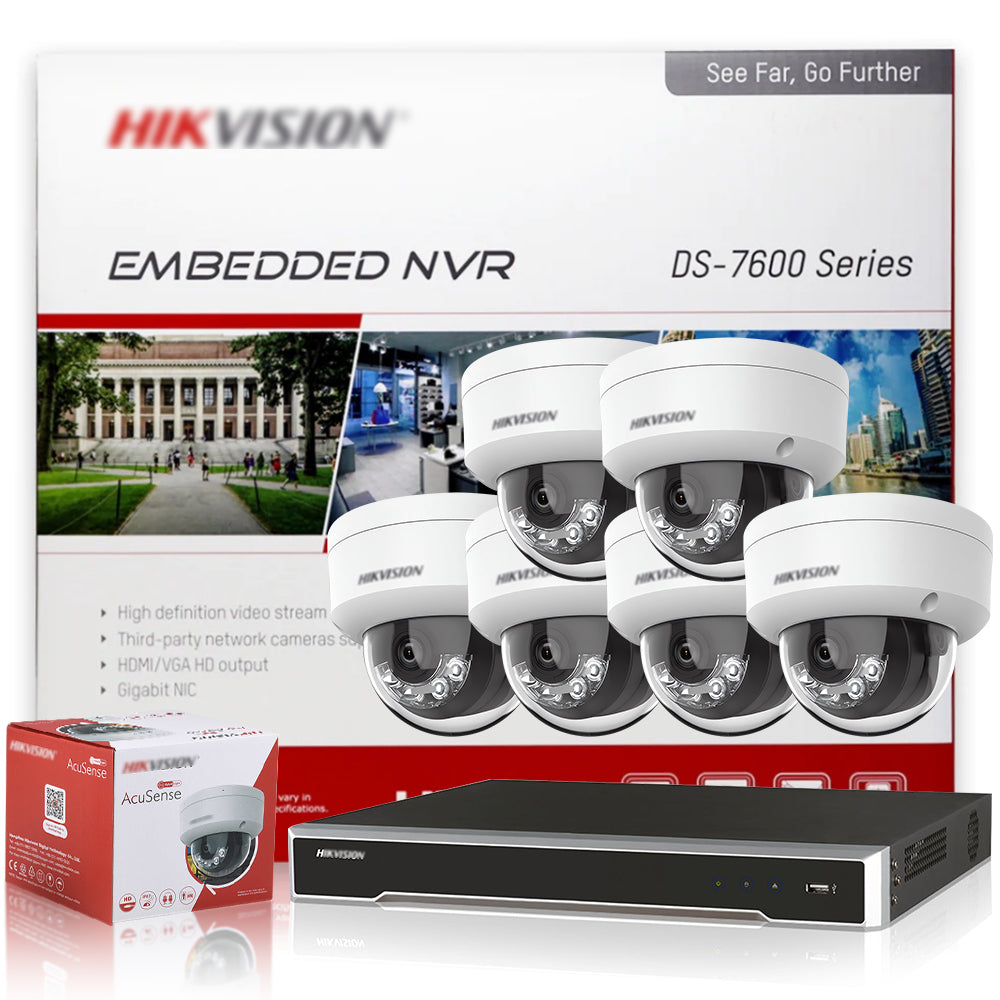 Hikvision POE Surveillance System 4MP AI Security Camera Dome Acusense Tripwire 8CH P2P NVR Video Surveillance Kit IP67 Outdoor