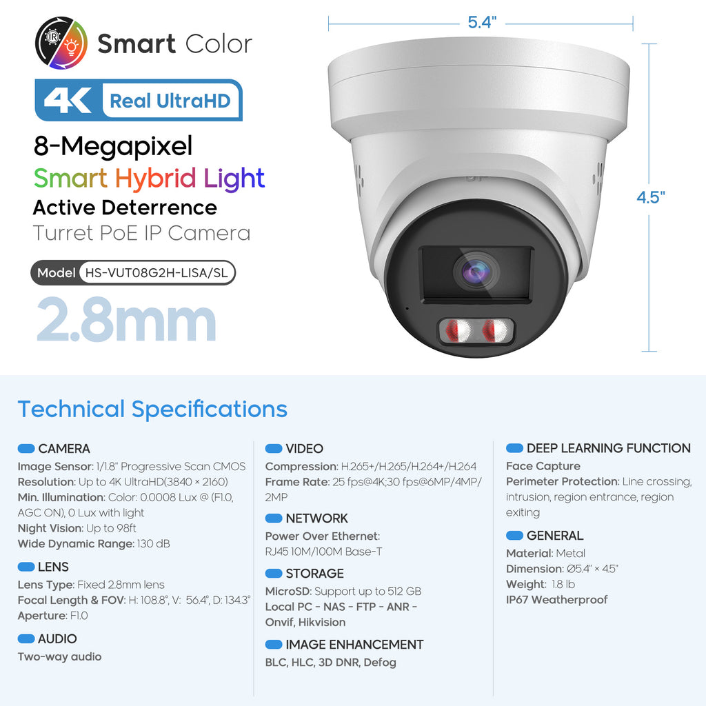 HIKVISION OEM 8MP Live Guard IP Camera DS-2CD2387G2H-LISU/SL IR ColorVu Outdoor