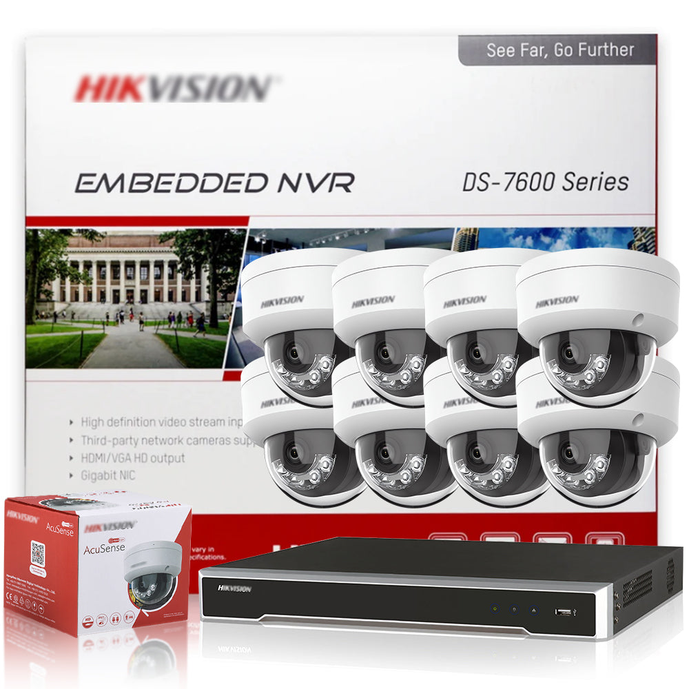Hikvision POE Surveillance System 4MP AI Security Camera Dome Acusense Tripwire 8CH P2P NVR Video Surveillance Kit IP67 Outdoor