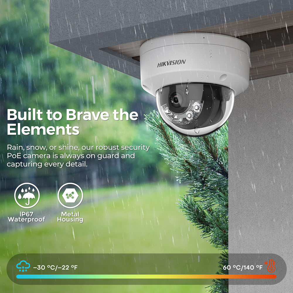 Hikvision 8ch POE IP Camera System MIC Smart Hybrid Light, Human/Vehicle Detection Plug & Play IP67 IK08