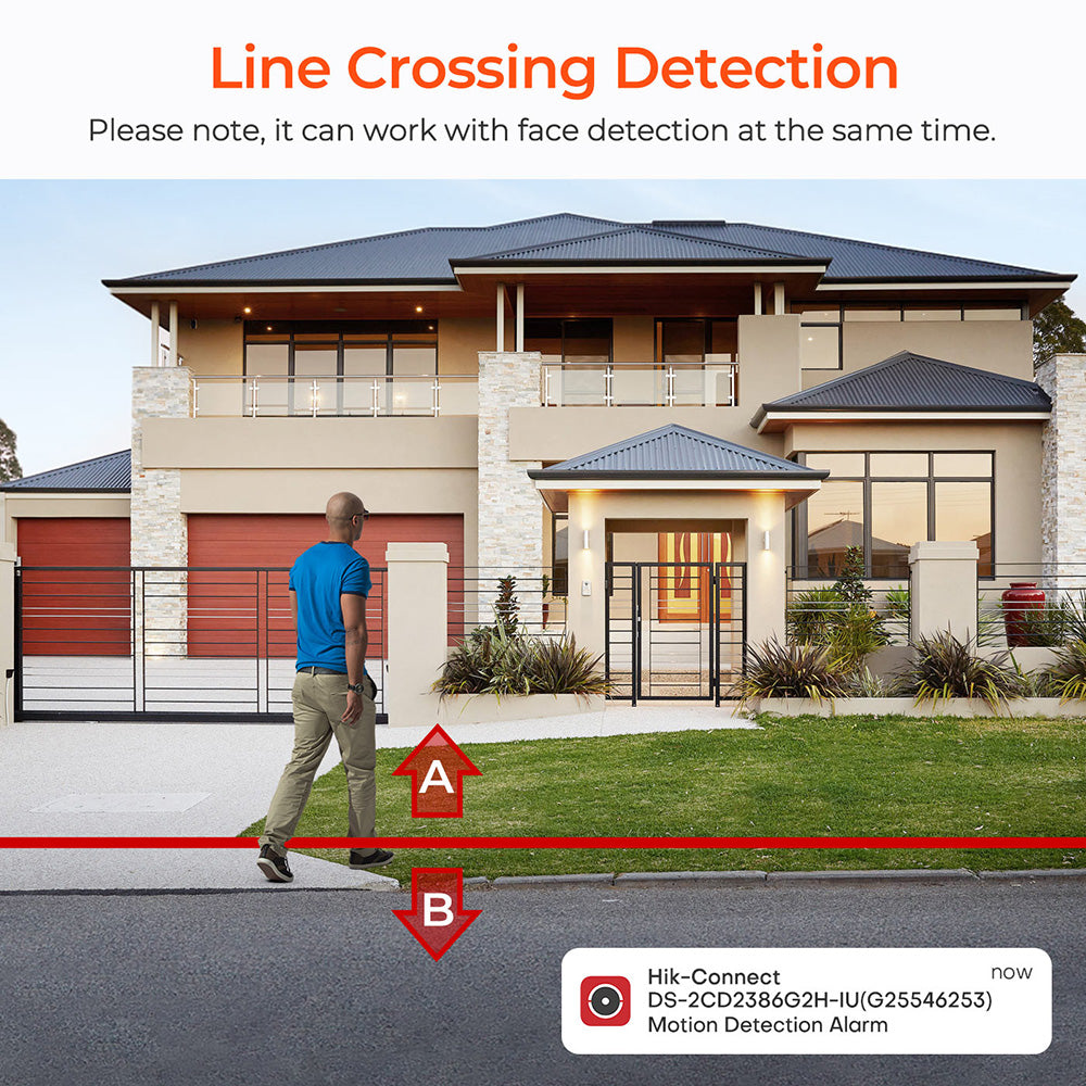 Black Hikvision 4ch 4POE Security Camera Security Camera System Indoor Outdoor,AI Human/Vehicle Detection,Night Vision,Remote Access