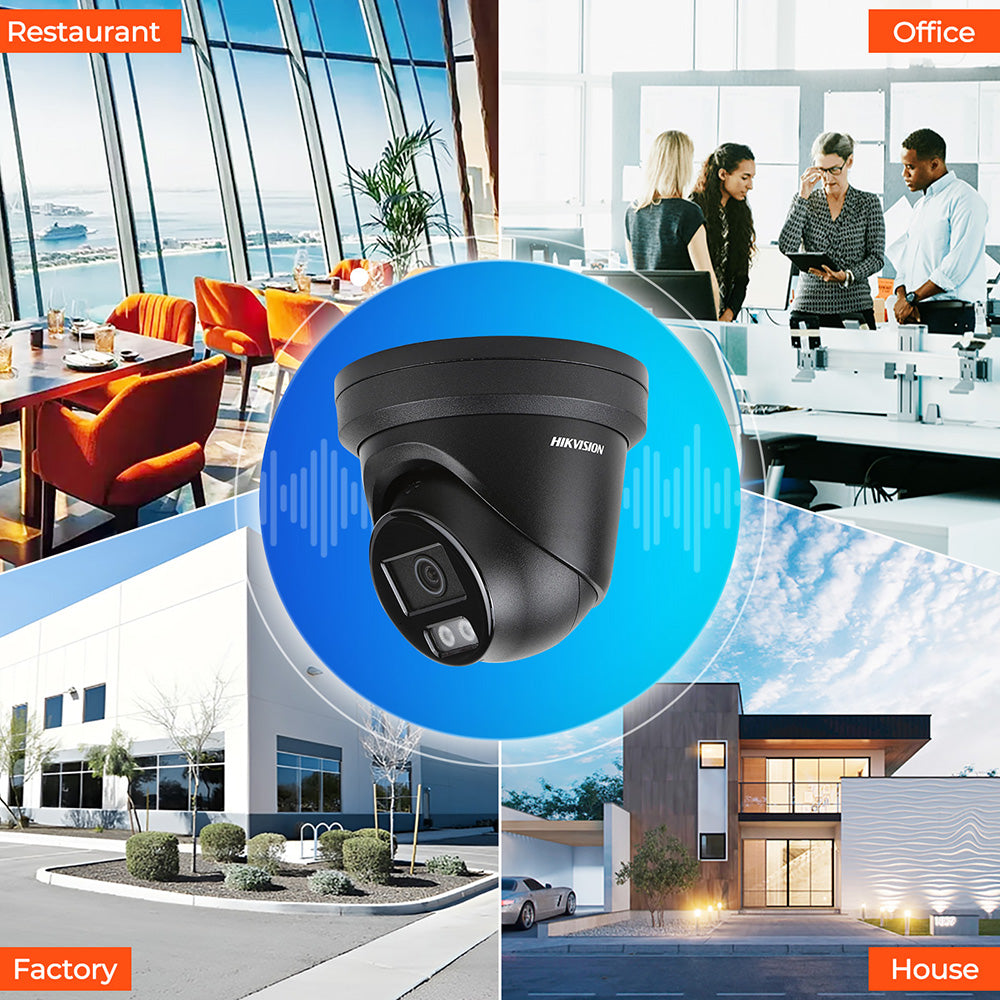 Hikvision 12MP NVR 16 Channel Security Audio PoE IP Camera System, Face Recognition & AcuSearch DarkFighter IP67 CCTV for Businesses