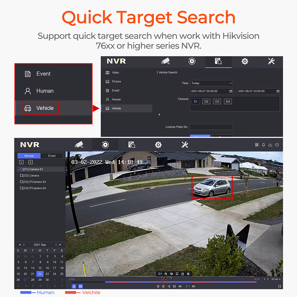 Hikvision 32CH 4K Security Camera System for Commercial Non POE Ports NVR Human Vehicle Detection, Smart Color Night Vision,Built-in mic