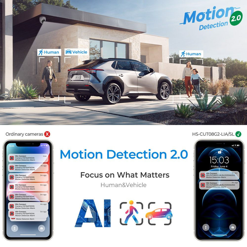 Hikvision DS-2CD1383G2-LIUF 4K 8 MP Smart Hybrid Light IP Camera 2.8mm Human & Vehicle Detection 12.5/50 fps