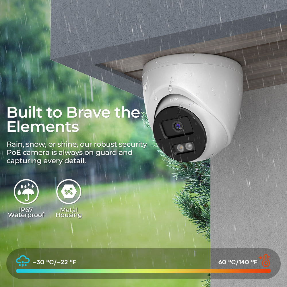 Hikvision 4ch 4POE Security Camera System 8 MP 4K Smart Hybrid Light Turret Network Camera 2.8MM Motion Detection Plug & Play