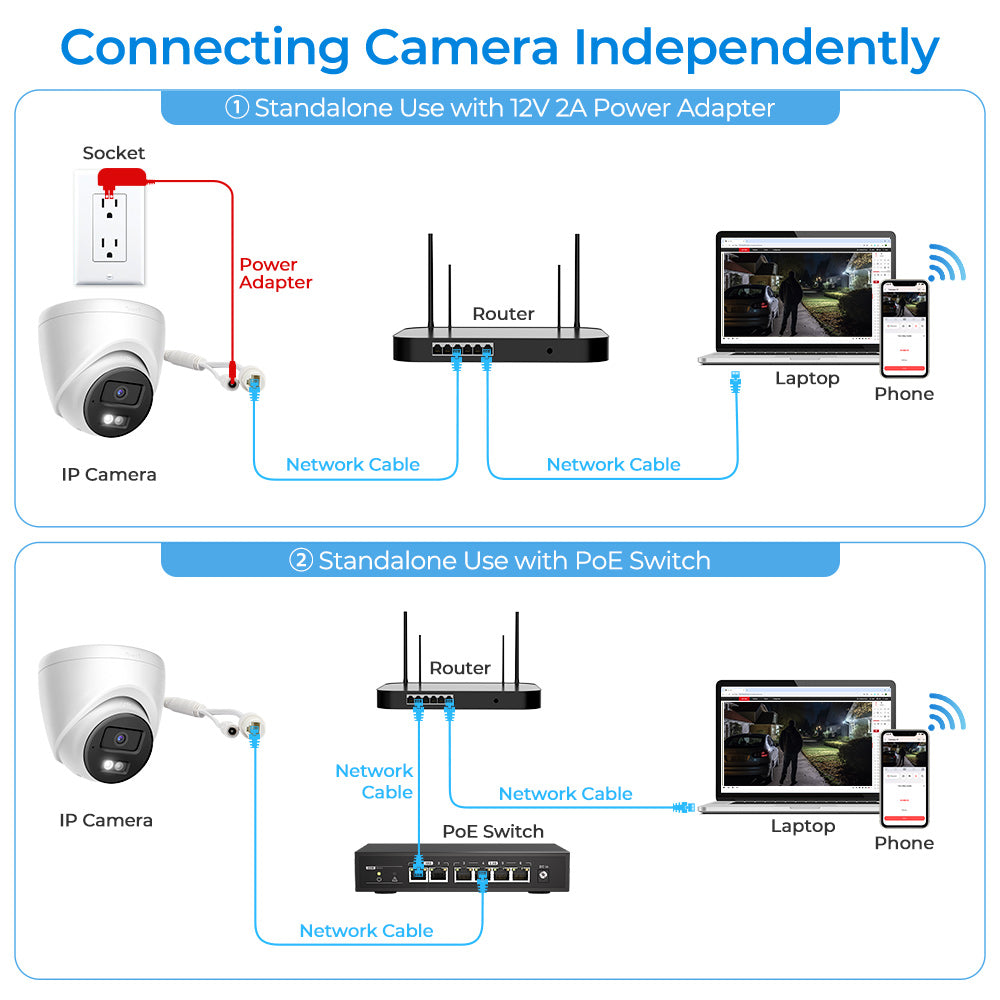 Hikvision 4ch 4POE Security Camera System 8 MP 4K Smart Hybrid Light Turret Network Camera 2.8MM Motion Detection Plug & Play