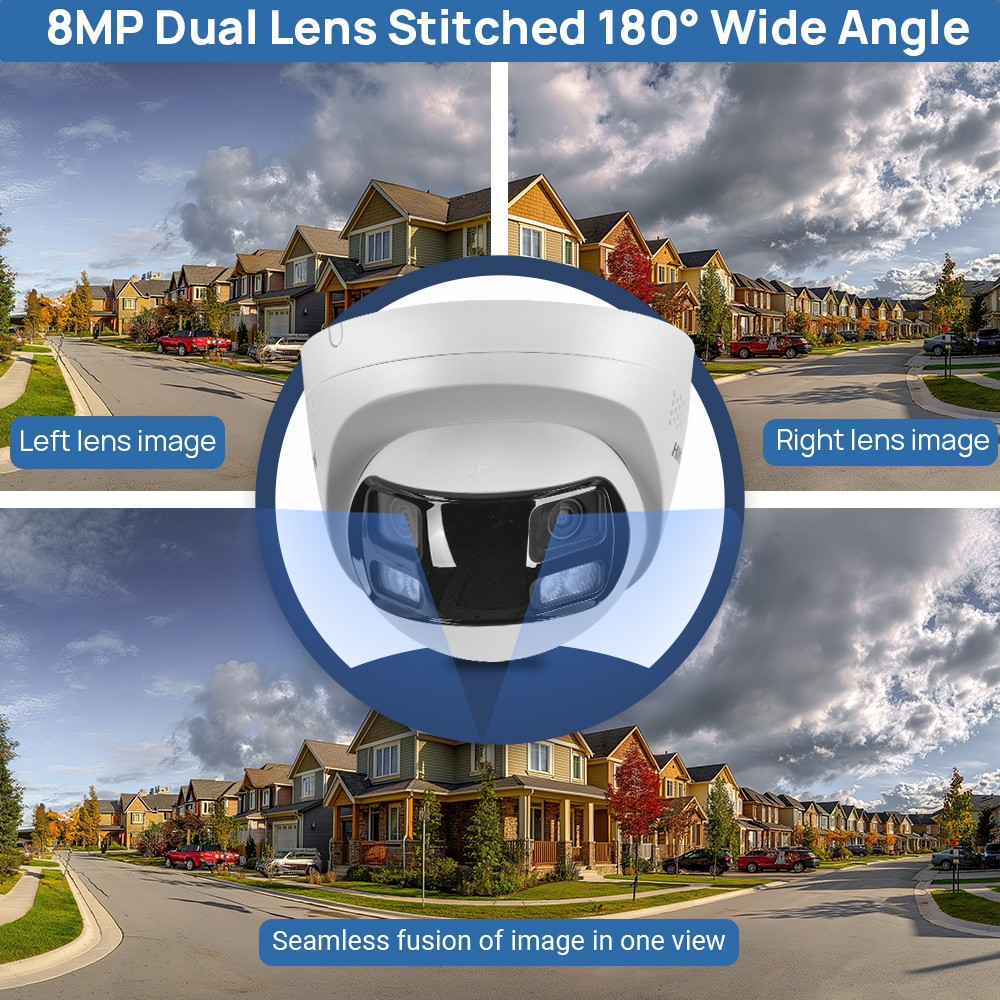 Hikvision DS-2CD1383G2P-LIUF/SL 8MP Dual Lens 180° Wide Angle ColorVu IP Camera