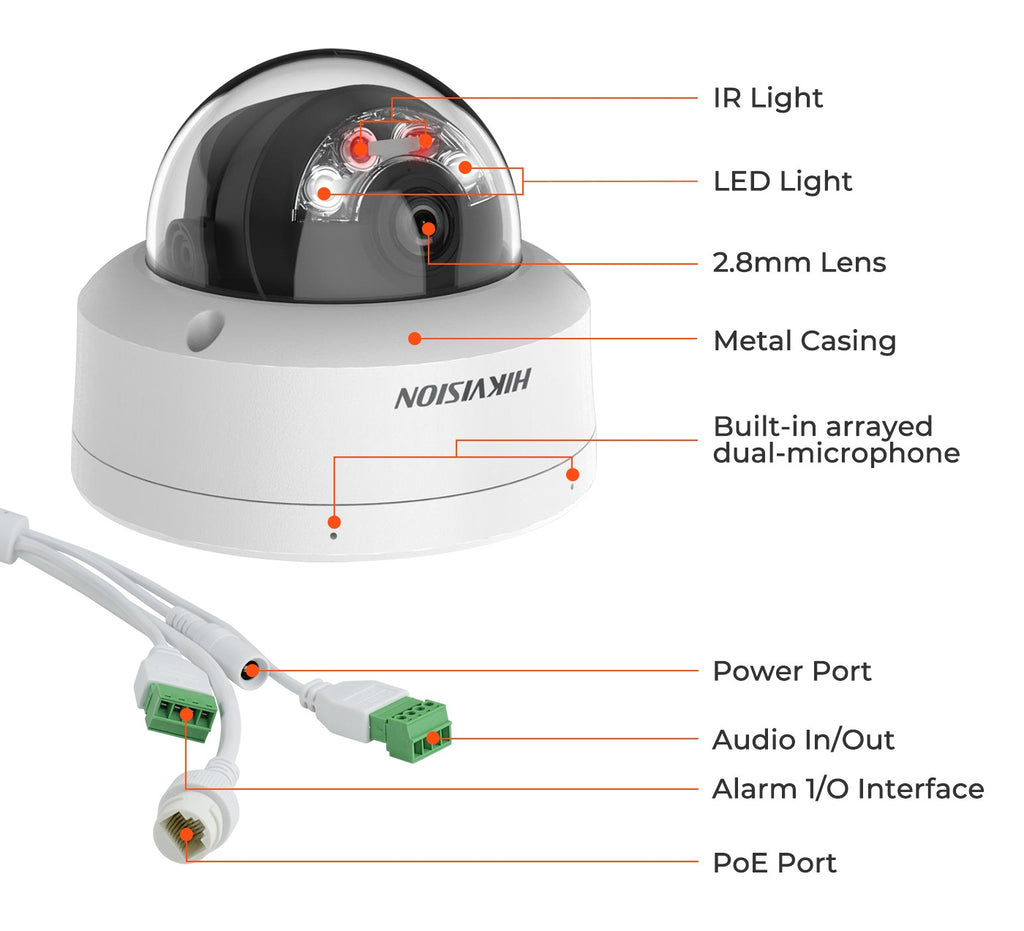 Hikvision DS-2CD2143G2-LIS2U 4 MP Acusense Smart Hybrid Light Fixed Dome Network Camera with Dual-microphone and WDR