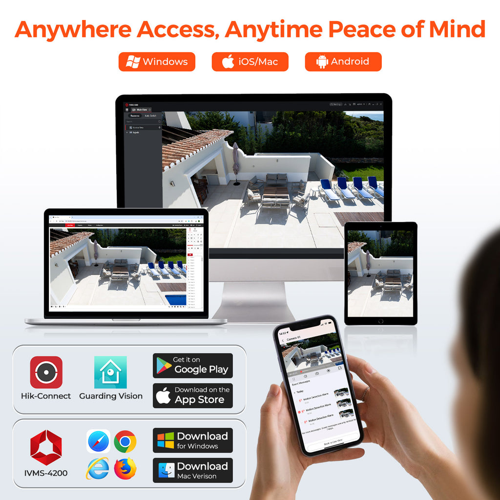 Hikvision POE Surveillance System 4MP AI Security Camera Dome Acusense Tripwire 8CH P2P NVR Video Surveillance Kit IP67 Outdoor