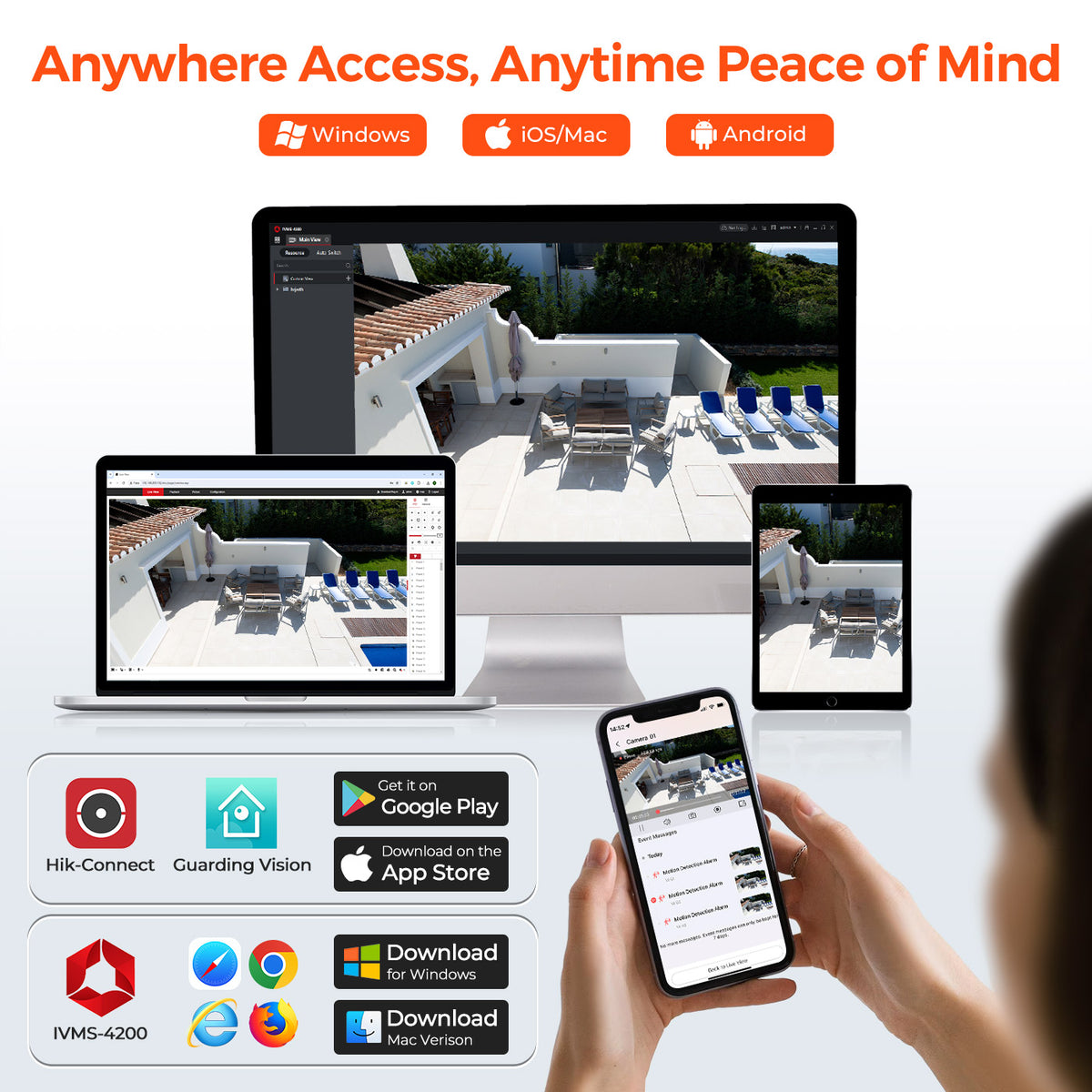 Hikvision POE Surveillance System 4MP AI Security Camera Dome Acusense Tripwire 8CH P2P NVR Video Surveillance Kit IP67 Outdoor