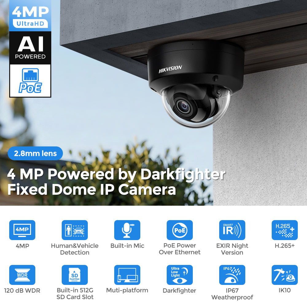 Hikvision DS-2CD2146G2H-ISU Darkfighter Acusense IP Camera 2.8mm Built in MIC H.265+ 25/30 fps