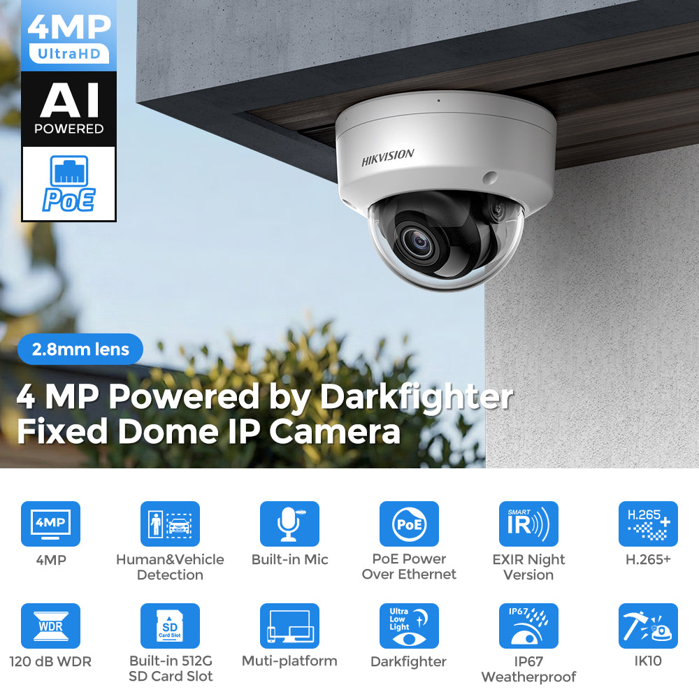 Hikvision DS-2CD2146G2H-ISU 4 MP Powered by Darkfighter Fixed Dome Acusense IP Camera