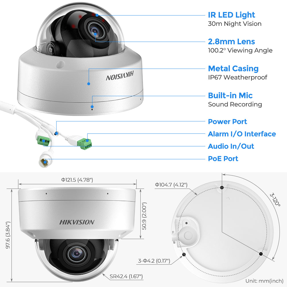 Hikvision DS-2CD2146G2H-ISU 4 MP Powered by Darkfighter Fixed Dome Acusense IP Camera