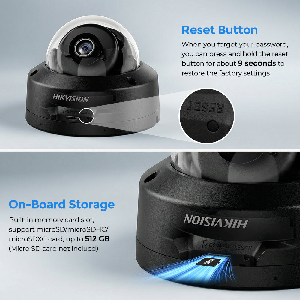 Hikvision DS-2CD2186G2H-ISU 8MP 4K Powered by Darkfighter Fixed Dome IP Camera MIC IP67 & IK10 vandal-resistant human & vehicle Detection