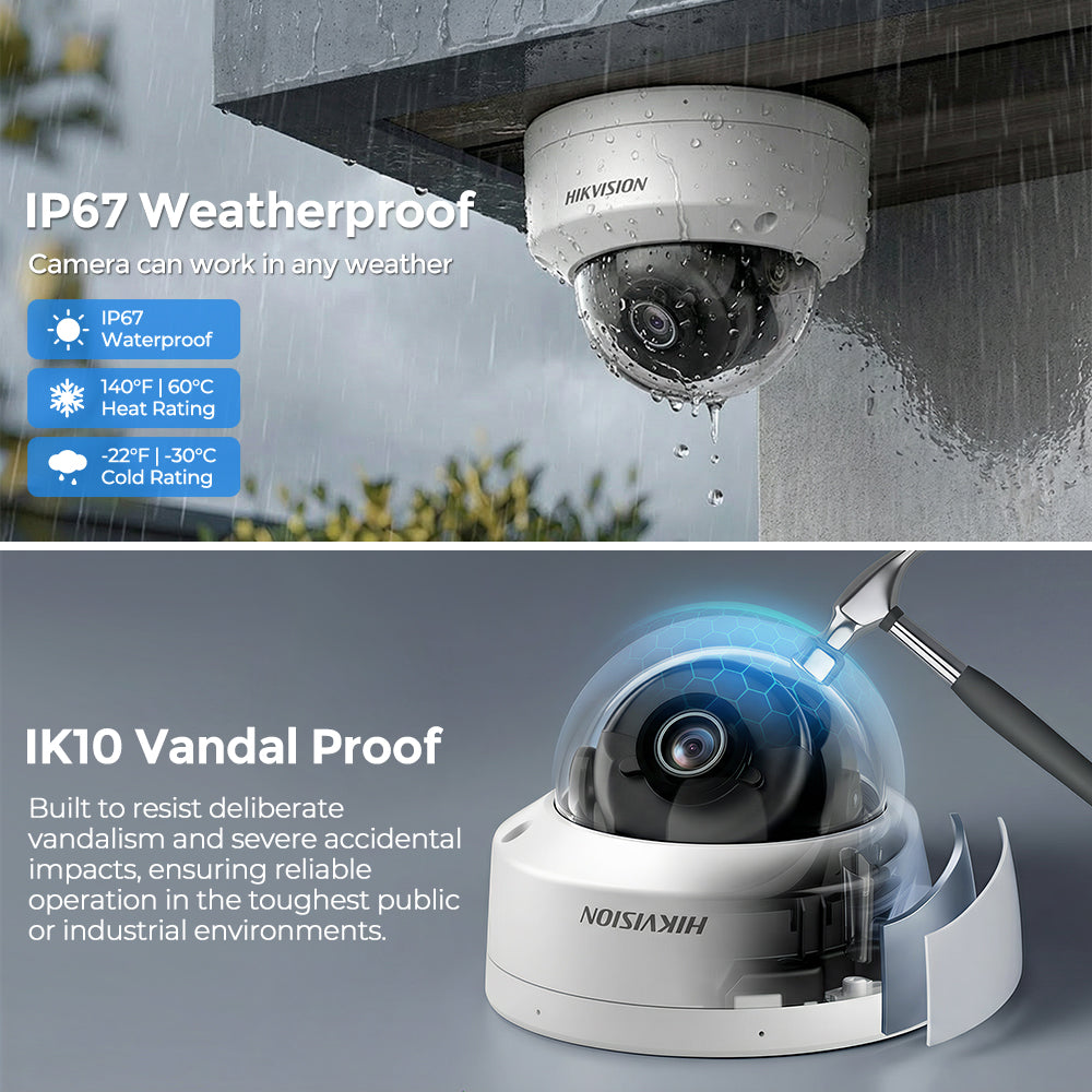 Hikvision DS-2CD2186G2H-ISU 4K 8 MP Powered by Darkfighter Fixed Dome Acusense IP Camera IP67 & IK10 MIC 2.8MM