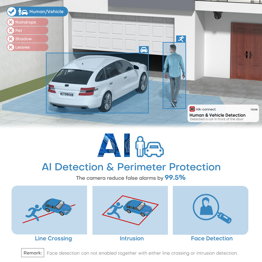 Hikvision DS-2CD2343G2-LI2U Black 4 MP Acusense Smart Hybrid Light Fixed Turret Network Camera with Human and Vehicle Motion WDR
