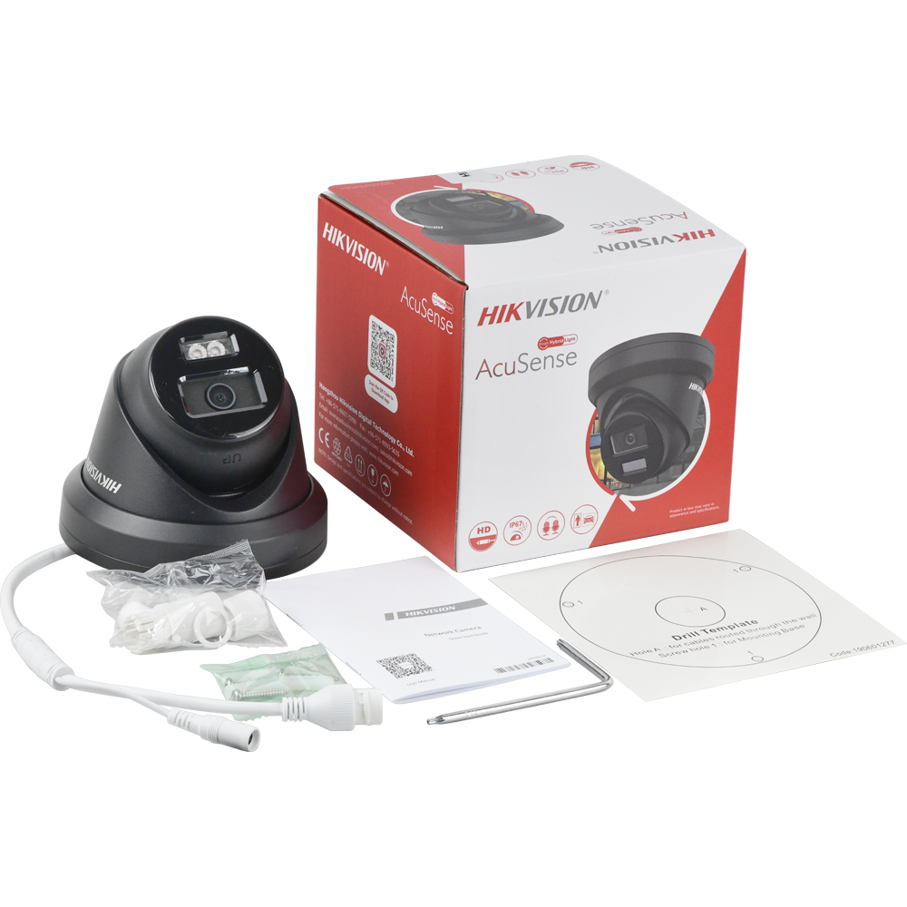 Hikvision DS-2CD2343G2-LI2U Black 4 MP Acusense Smart Hybrid Light Fixed Turret Network Camera with Human and Vehicle Motion WDR