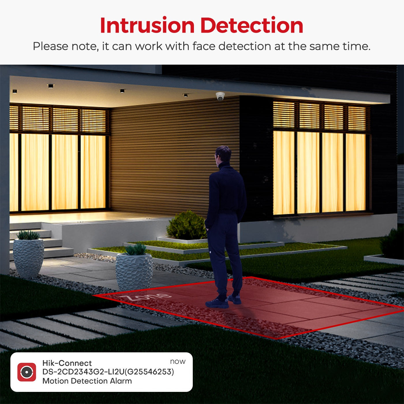 Hikvison DS-2CD2343G2-LI2U 4MP Acusense Smart Hybrid Light Fixed Turret Network Camera with Motion Detection and  2-way real-time MIC