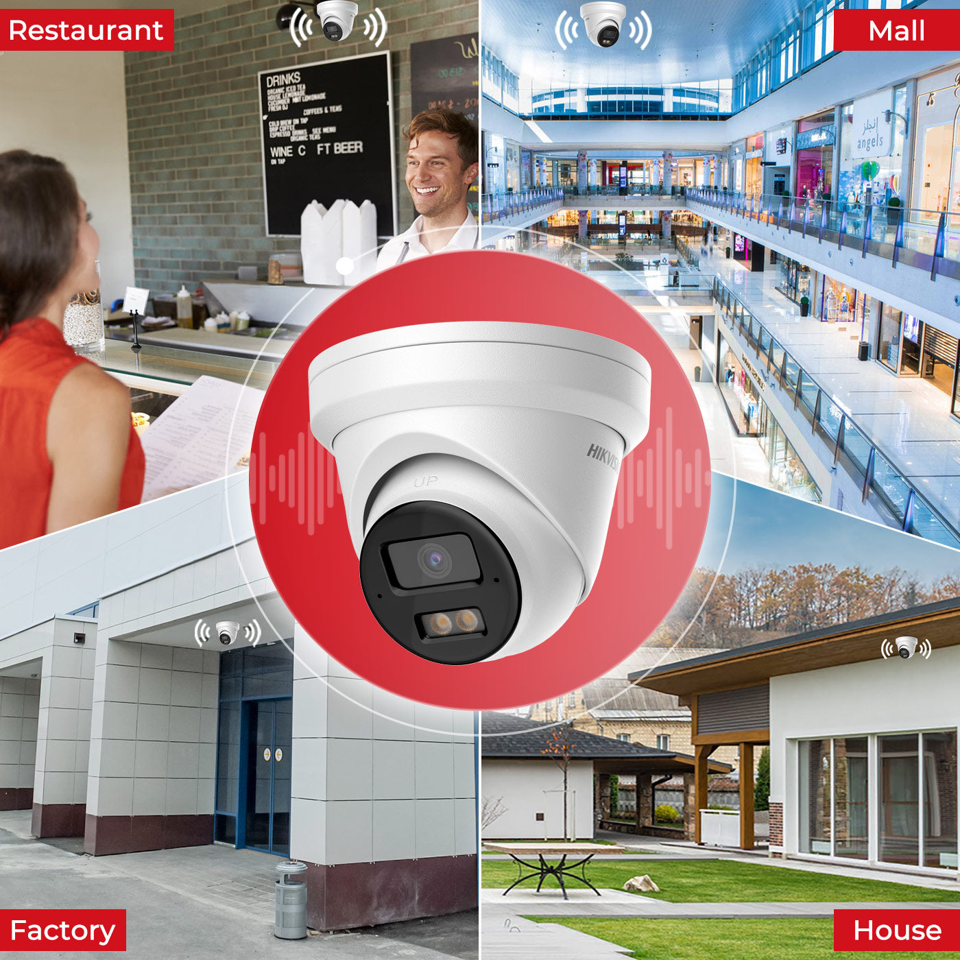 Hikvison DS-2CD2343G2-LI2U 4MP Acusense Smart Hybrid Light Fixed Turret Network Camera with Motion Detection and  2-way real-time MIC