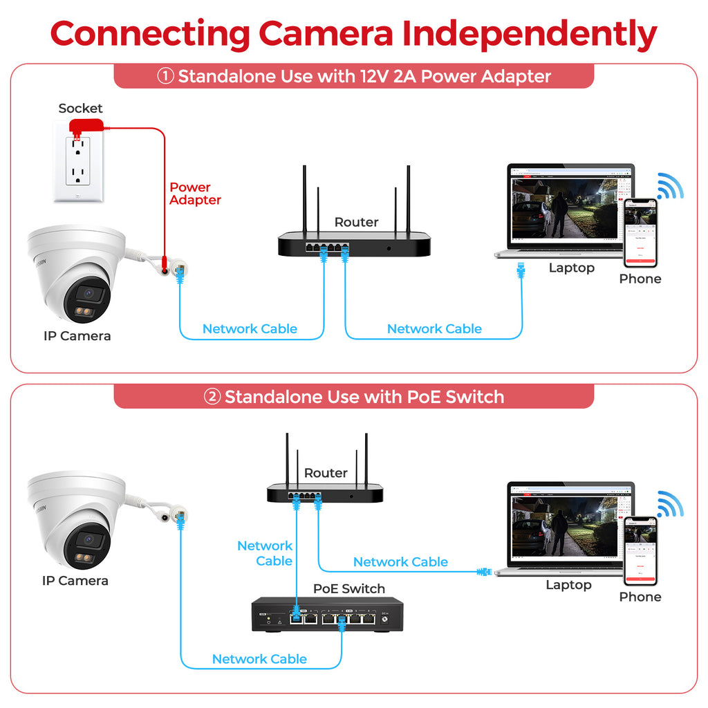 Hikvison DS-2CD2343G2-LI2U 4MP Acusense Smart Hybrid Light Fixed Turret Network Camera with Motion Detection and  2-way real-time MIC