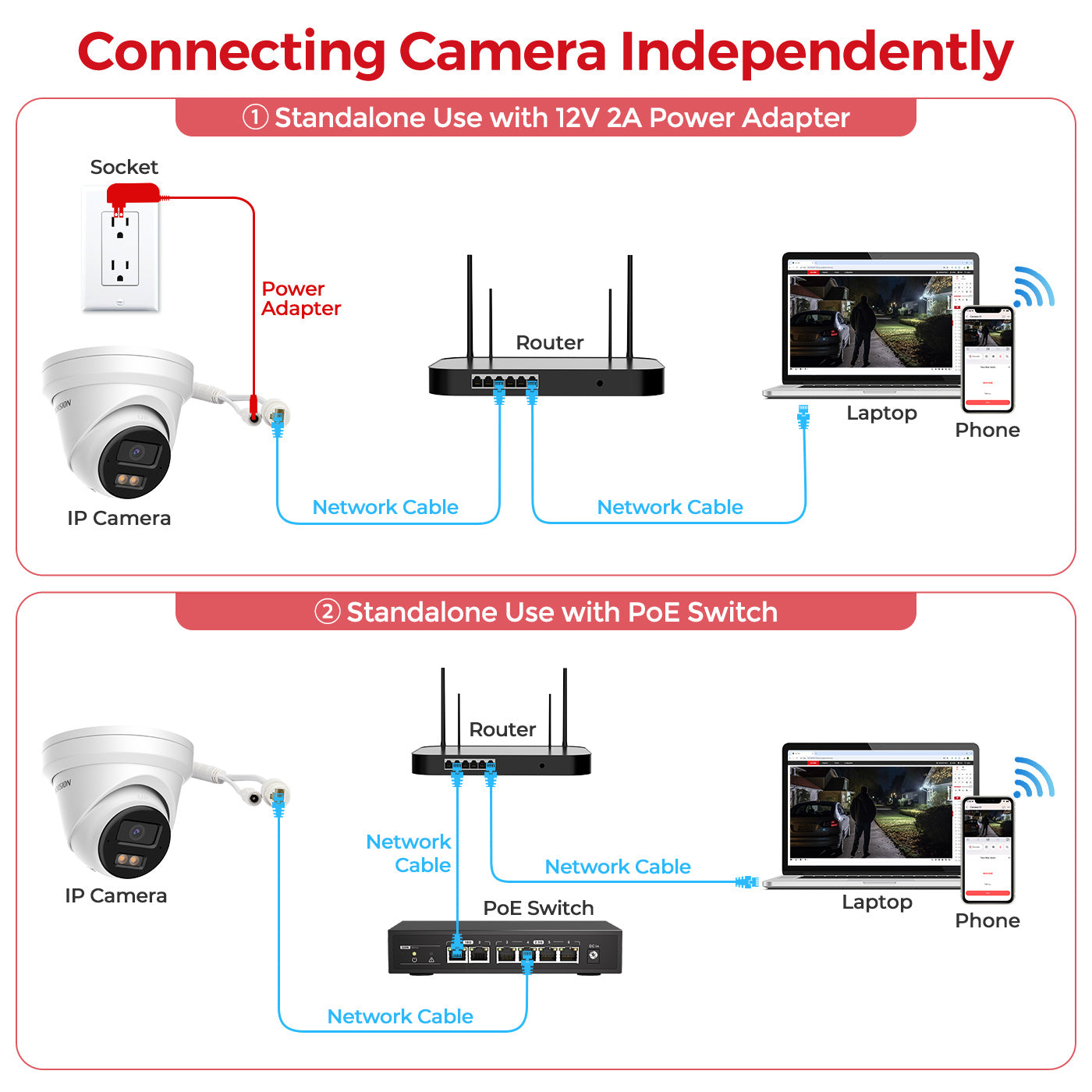 Hikvison DS-2CD2343G2-LI2U 4MP Acusense Smart Hybrid Light Fixed Turret Network Camera with Motion Detection and  2-way real-time MIC
