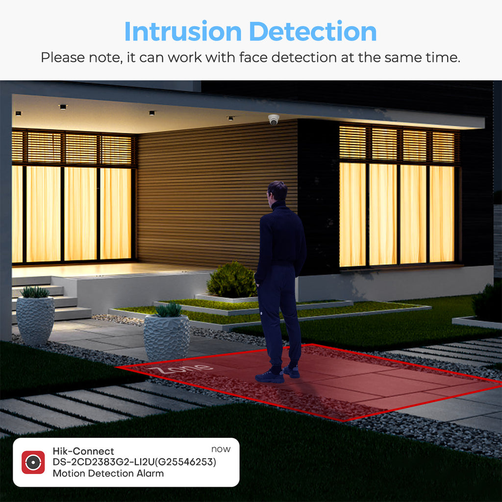 Hikvision DS-2CD2383G2-LI2U Black 8MP Acusense Smart Hybrid Light Fixed Turret Network Camera with Motion Detection Built-in 2-way MIC