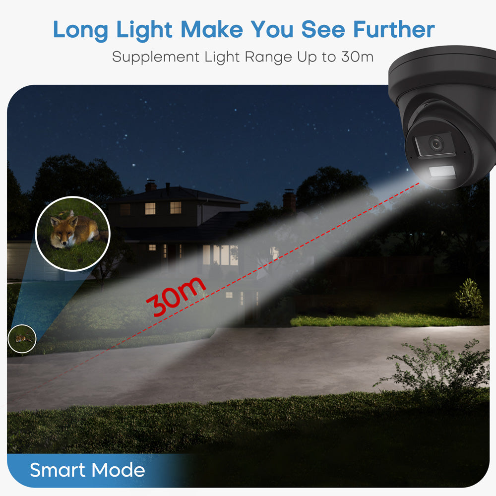 Hikvision DS-2CD2383G2-LI2U Black 8MP Acusense Smart Hybrid Light Fixed Turret Network Camera with Motion Detection Built-in 2-way MIC