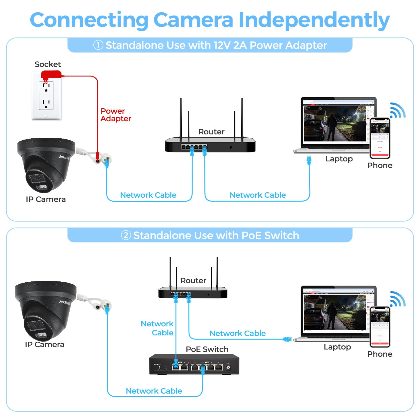 Hikvision DS-2CD2383G2-LI2U Black 8MP Acusense Smart Hybrid Light Fixed Turret Network Camera with Motion Detection Built-in 2-way MIC