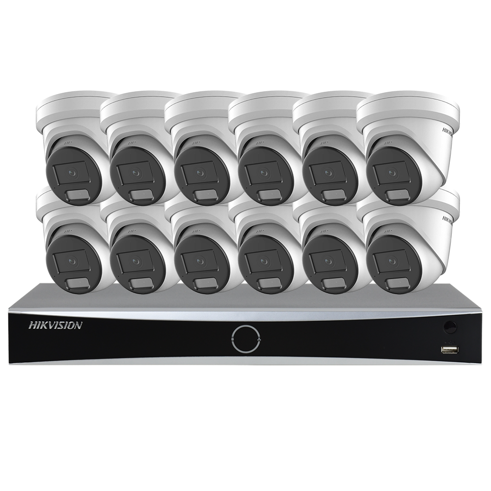 Hikvision 16CH 4K PoE Security Cameras System MIC Acusense Darkfighter Remote Access for Home Business 24/7 Recording