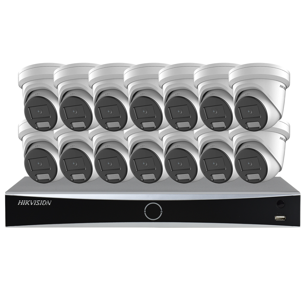 Hikvision 16CH 4K PoE Security Cameras System MIC Acusense Darkfighter Remote Access for Home Business 24/7 Recording