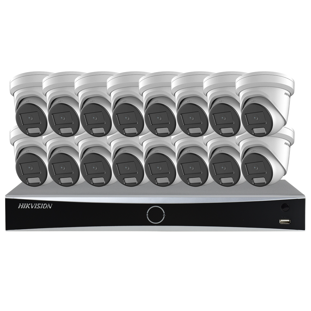 Hikvision 16CH 4K PoE Security Cameras System MIC Acusense Darkfighter Remote Access for Home Business 24/7 Recording