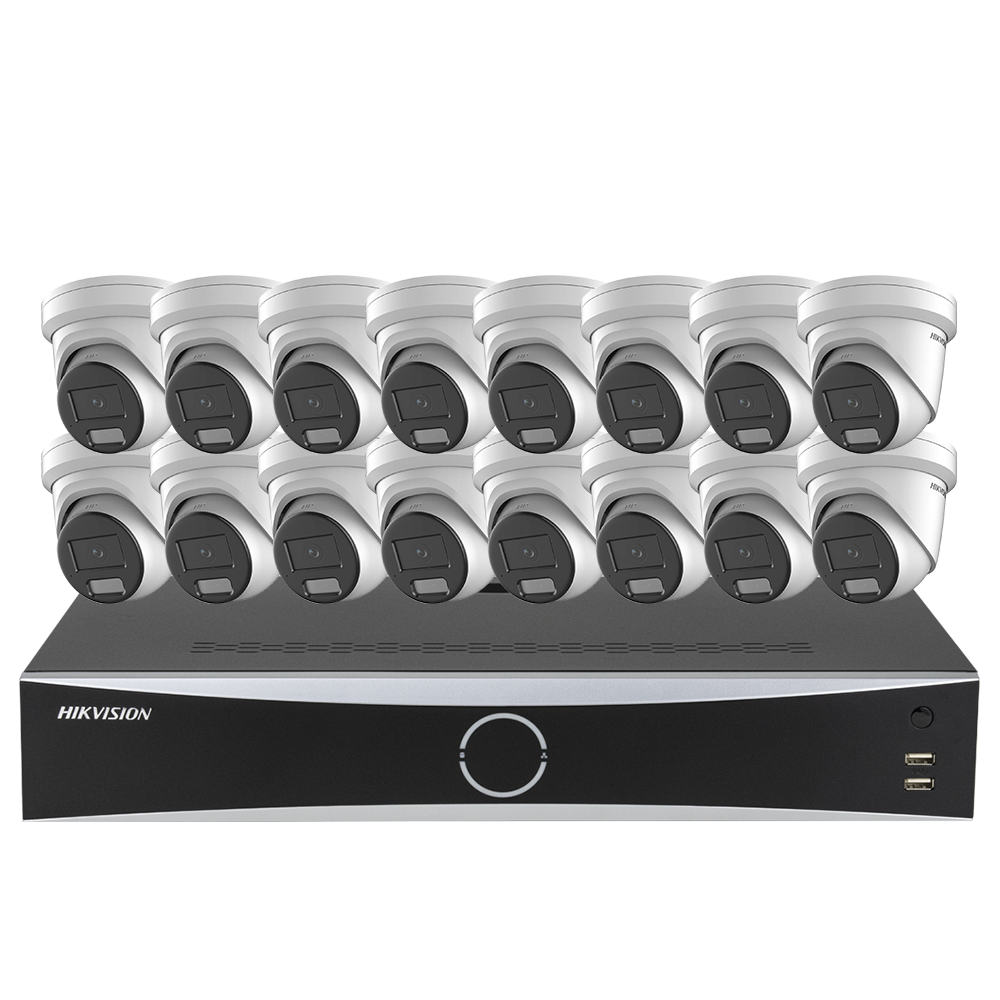 Hikvision 32CH 4K Security Camera System for Commercial Non POE Ports NVR Human Vehicle Detection, Smart Color Night Vision,Built-in mic