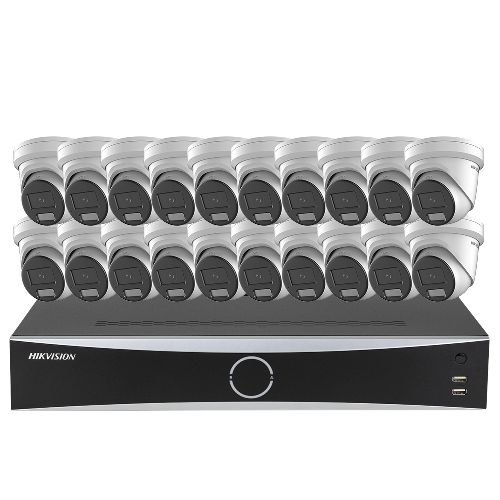 Hikvision 32CH 4K Security Camera System for Commercial Non POE Ports NVR Human Vehicle Detection, Smart Color Night Vision,Built-in mic