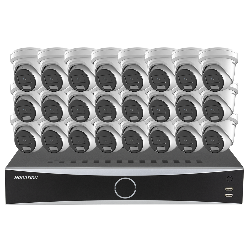 Hikvision 32CH 4K Security Camera System for Commercial Non POE Ports NVR Human Vehicle Detection, Smart Color Night Vision,Built-in mic