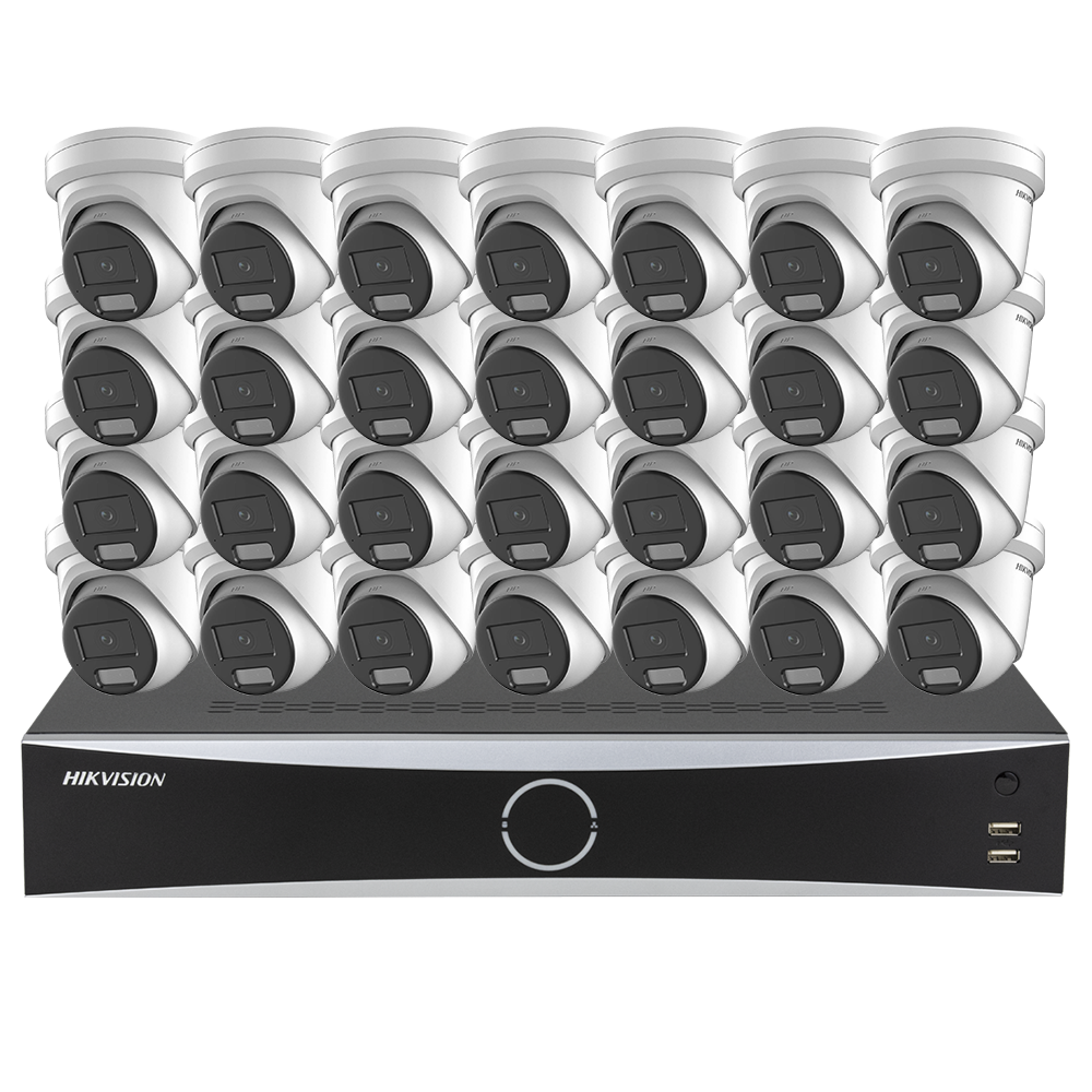 Hikvision 32CH 4K Security Camera System for Commercial Non POE Ports NVR Human Vehicle Detection, Smart Color Night Vision,Built-in mic