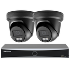 Black Hikvision 4ch 4POE Security Camera Security Camera System Indoor Outdoor,AI Human/Vehicle Detection,Night Vision,Remote Access
